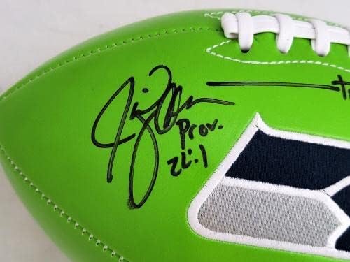 Steve Largent & Jim Zorn İmzalı Seattle Seahawks Yeşil Logolu Futbol (Lekeli) MCS Holo 83640 - İmzalı Futbol Topları