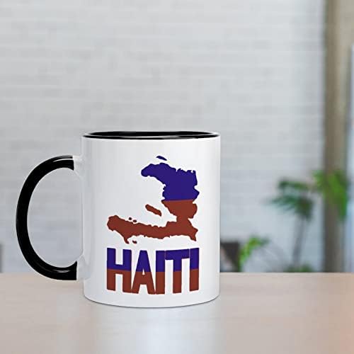 Haiti Haritası Bayrağı Seramik Kupa Yaratıcı Siyah İç Kahve Fincanı Dayanıklı Kolu Kupalar Benzersiz Hediyeler