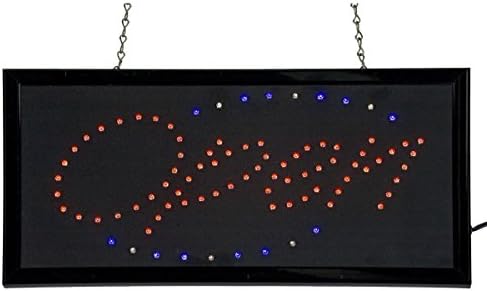 FixtureDisplays® Asılı Zincirli, Dikdörtgen - Kırmızı ve Mavi 2'liAçık Animasyonlu LED Tabela 19535 19535-2PK