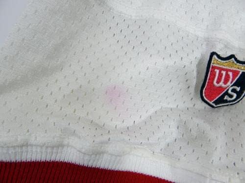 1995 San Francisco 49ers Steve Wallace 74 Oyun Verilmiş Beyaz Forma 52 DP34777 - İmzasız NFL Oyunu Kullanılmış Formalar