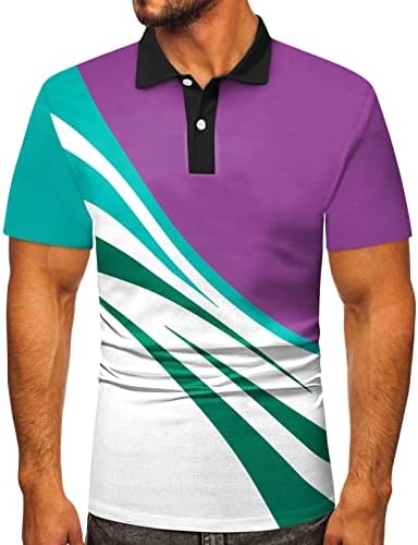 XXBR Mens Polo Golf Gömlek, çizgili Çizgi Patchwork Moda Tenis Tee Tops Kısa Kollu Yaz Rahat Spor Gömlek