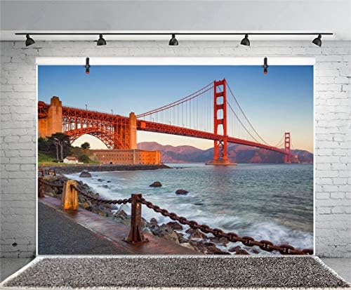 AOFOTO 8x6ft Golden Gate Köprüsü Zemin Nehir Dağlar Günbatımı San Francisco California Turistik Yerler Doğal Noktalar
