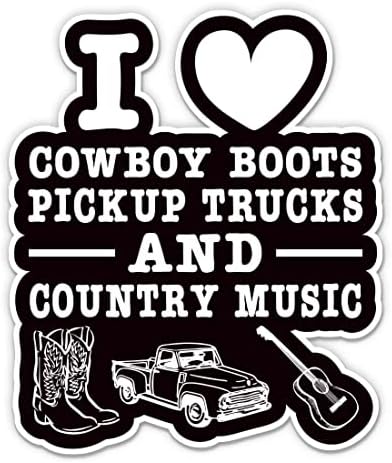 Kovboy Çizmeleri kamyonet ve Country Müzik Sticker-3 laptop etiketi - Su Geçirmez Vinil Araba, Telefon, Su Şişesi-Seviyorum