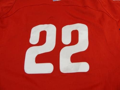 2011-13 Philadelphia Phillies 22 Oyun Kullanılmış Kırmızı Forma ST BP 46 54 - Oyun Kullanılmış MLB Formaları