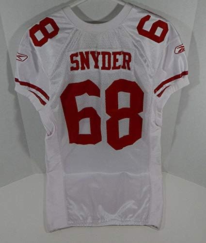 2009 San Francisco 49ers Adam Snyder 68 Oyun Verilmiş Beyaz Forma DP06239 - İmzasız NFL Oyunu Kullanılmış Formalar