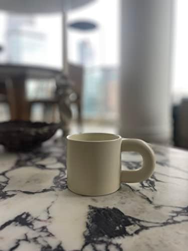 Tombul Yağ Yuvarlak Saplı Seramik Kahve çay bardağı İçme Bardağı Moda Estetik İskandinav Tarzı Pinterest Kupa (Benekli