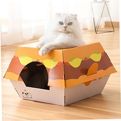 Mipcase 2 adet Hamburger Kedi Yuva Kedi Barınak Açık Kapalı Oyuncaklar Kedi Evi Kapalı Kedi Hideaway Yavru Tırmalama