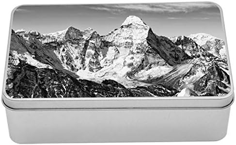 Ambesonne Siyah Beyaz Teneke Kutu, Dağların Dramatik Görünümü Himalayalar Tepe Manzarası Seyahat, Kapaklı Taşınabilir
