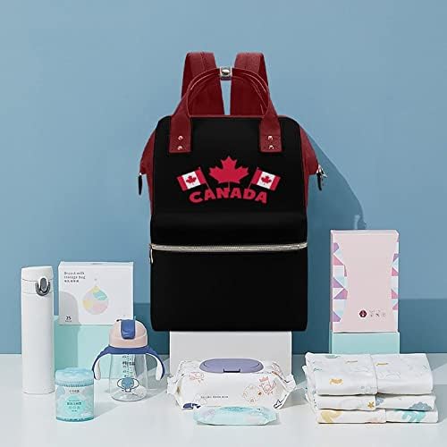 Kanada Günü Bayrakları Su Geçirmez Anne Sırt Çantası Büyük Kapasiteli Bebek Bezi Çantası Çok Fonksiyonlu Seyahat Çantası