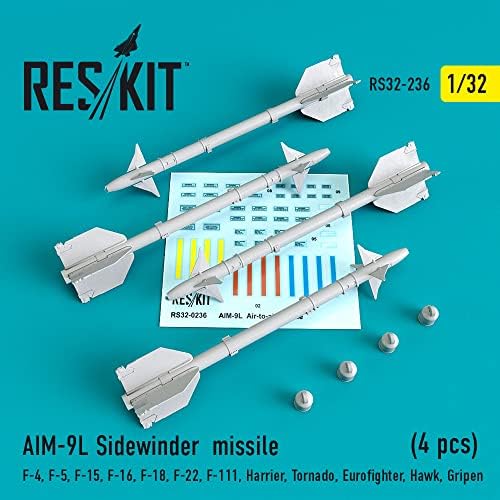 Reskıt RS32-0236-1/32 AIM-9L Sidewinder Füze (4 adet) Uçak Modeli için