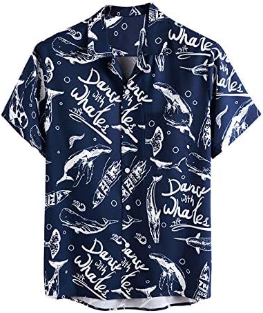 Adpan Gömlek erkek Kollu Baskılı Casual Turn Down Kısa Düğme Moda Yaka Erkek Gömlek Cep t shirt Erkekler için