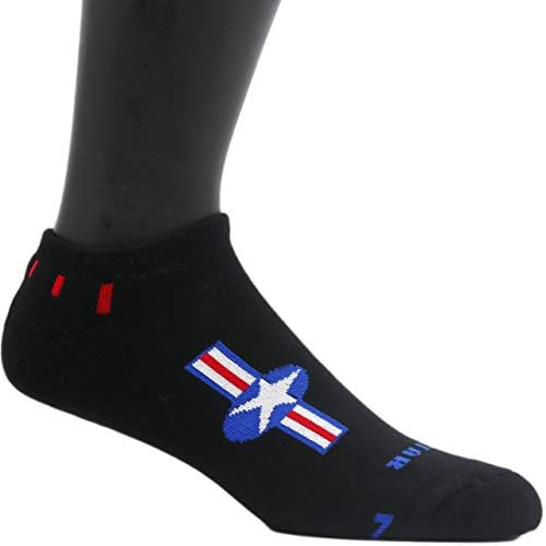 Kırmızı, Beyaz ve Mavi Amerikan Yıldız Performansı No-Show Çoraplı Siyah MOXY Çoraplar