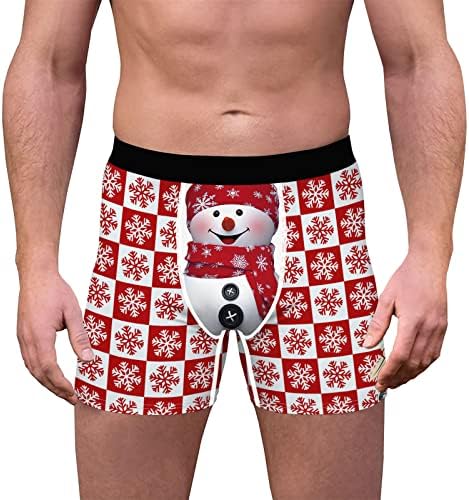 GDJGTA Erkek Düz Ince Uzun Nefes Noel Baskı Iç Çamaşırı Pantolon Spor Moda Rahat Spor Boksörler Iç Çamaşırı Erkek