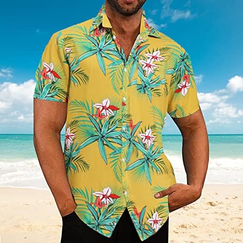 Erkek 2 Parça Spor Setleri Erkek İlkbahar Yaz Gömlek Casual Plaj Tropikal Düğme Üst Gömlek Baskılı Kısa Kollu