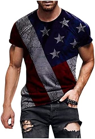 Yıldızlar ve Çizgiler Baskı erkek t-shirtü Amerikan Bayrağı ABD Bağımsızlık Günü 4 Temmuz Tee Gömlek Asker Kısa Kollu