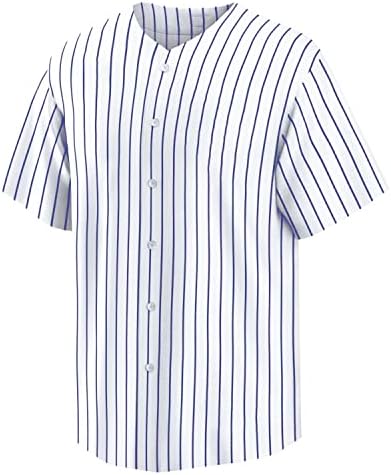 QBK erkek beyzbol forması Gençlik Düğme Aşağı Jersey Çizgili Beyzbol Kısa Kollu spor tişörtler Üniforma Tee