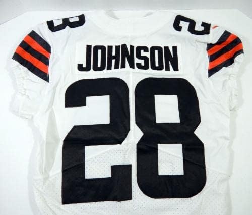 2020 Cleveland Browns Kevin Johnson 28 Oyun Kullanılmış Beyaz Forma 38 DP23464-İmzasız NFL Oyun Kullanılmış Formalar