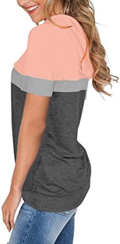 PGANDS kadın Yaz Renk Bloğu / Katı Üstleri Kısa Kollu İpli Hoodies Yumuşak Gevşek Rahat cepli gömlek