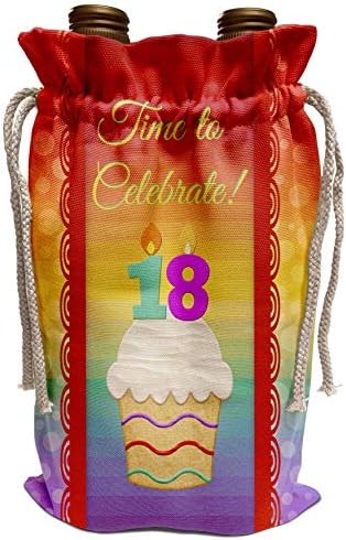 3dRose Beverly Turner Doğum Günü Davetiyesi Tasarımı-Cupcake, Sayı Mumları, Zaman, 18 Yaş Davetiyesini Kutlayın-Şarap