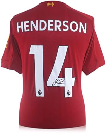 Özel Hatıra Jordan Henderson, Liverpool 2019-20 Futbol Formasını imzaladı. Standart Çerçeve