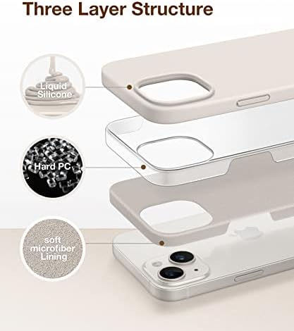 GONEZ iPhone 14 için Kılıf Silikon, Ekran Koruyucu + Kamera Lens Koruyucu, [Yumuşak Çizilmez Mikrofiber Astar], İnce