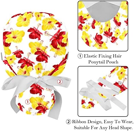 Cactu Bloomming Çiçek çalışma kapağı Düğme ve Ter Bandı 2 Paket Yeniden Kullanılabilir Cerrahi Cerrahi Şapkalar At