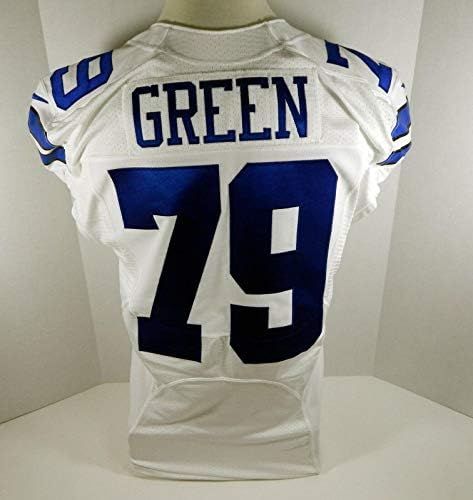 2014 Dallas Cowboys Chaz Green 79 Oyunu Yayınlanan Beyaz Forma - İmzasız NFL Oyunu Kullanılmış Formalar