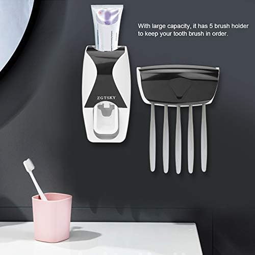 Duvara Monte Diş Fırçası, Diş Macunu Dağıtıcı Sıkacağı Aile Tuvalet BathroomBlack Tutucu Otomatik