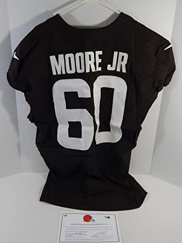 2021 Cleveland Browns David Moore Jr 60 Oyun Kullanılmış Kahverengi Antrenman Forması 50 9-İmzasız NFL Oyun Kullanılmış
