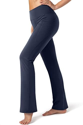 28/30/32/34 Inseam kadın Bootcut Yoga Pantolon Uzun Bootleg Yüksek Belli Flare cepli pantolon