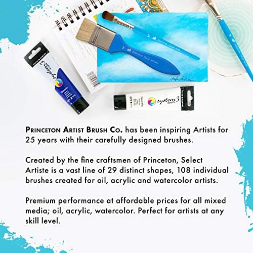 Princeton Select Artiste, Seri 3750, Akrilik Boya Fırçası, Sulu Boya ve Yağlı Boya, Keski Blender, 8