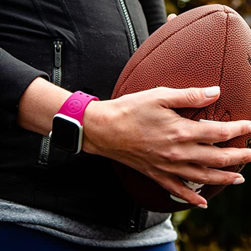 Oyun Zamanı Pittsburgh Steelers Kazınmış Silikon Spor apple saat bandı (38/40 / 41mm Pembe)