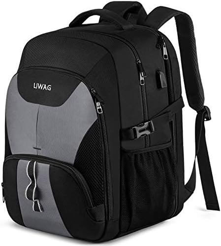 Erkekler için ekstra Büyük Sırt Çantası 50L, USB şarj portu ile 17 inç seyahat sırt çantası, TSA Büyük İş Anti Hırsızlık