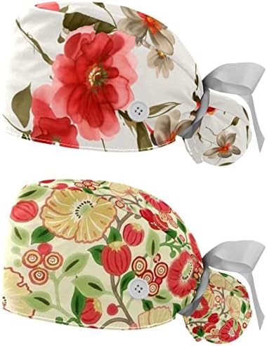 RODAILYCAY Gül Çiçek Çalışma Kapağı Düğme ve Ter Bandı 2 ADET Kullanımlık Cerrahi Cerrahi Şapkalar At Kuyruğu Tutucu,