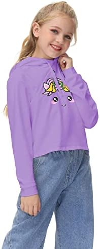 Kızlar Unicorn Kapşonlu Mahsul Tops Ceketler Çocuk Tişörtü Sonbahar Giysileri 3-9 T