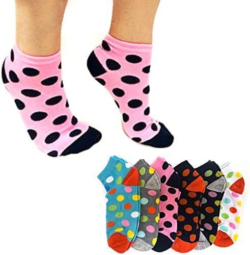 12 Pairs Polka Dot lot Toptan Kadınlar Rahat Düşük Kesim Ayak Bileği Çorap Fantezi ABD 9-11 Eğlenceli Yenilik Renkli