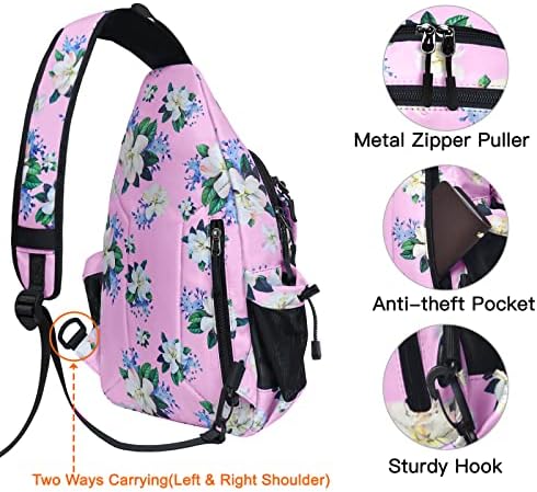 MOSISO 2 Paket asma sırt çantası, Mersin Çiçek Crossbody Seyahat Yürüyüş Sırt Çantası Göğüs Çantası anti-hırsızlık