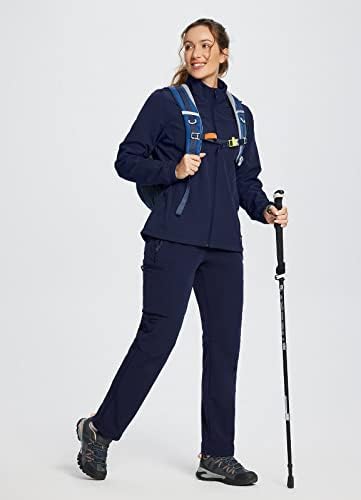 BALEAF kadın Polar Astarlı Yürüyüş Kargo Pantolon Su Geçirmez Softshell Kar kayak pantolonu Kış Açık Fermuarlı Cepler