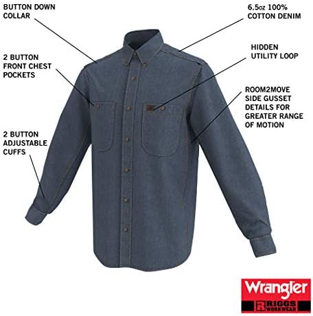 Wrangler Riggs İş Giysisi erkek Logger Dimi Uzun Kollu İş Gömleği