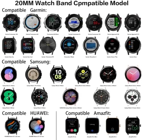 Samsung Galaxy Watch 5/Galaxy Watch 4/Active 2 40mm 44mm Kayış ile Uyumlu Geageaus 20mm Bantlar, Garmin Öncüsü 55/158/245/645