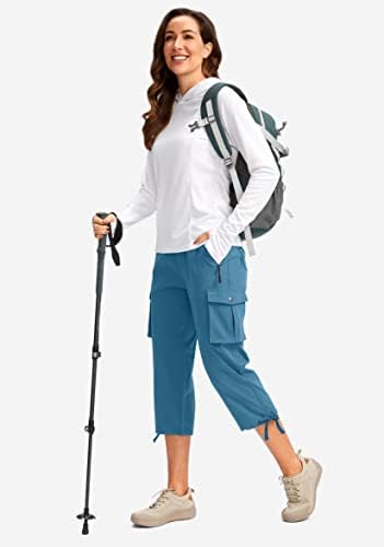 Soothfeel kadın Kargo Kapriler pantolon 6 Cepler ile Hafif Hızlı Kuru Seyahat Yürüyüş yazlık pantolonlar Kadınlar