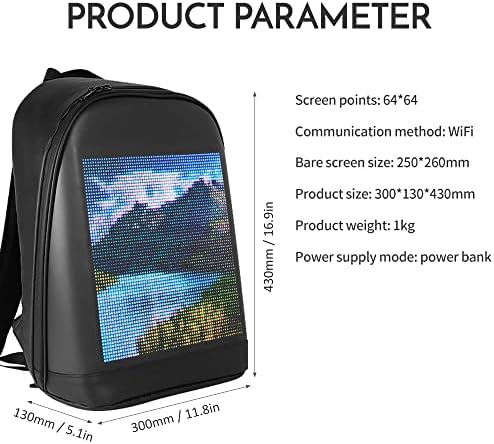 Lixada LED Renkli Ekran Özelleştirilebilir Sırt Çantası Seyahat sırt çantası Erkekler Kadınlar için