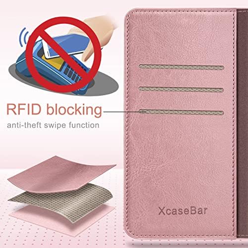 XcaseBar Samsung Galaxy A14 5G durumda【RFID Blocking】 Credit kart tutucu, Flip Folio Kitap PU Deri telefon kılıfı