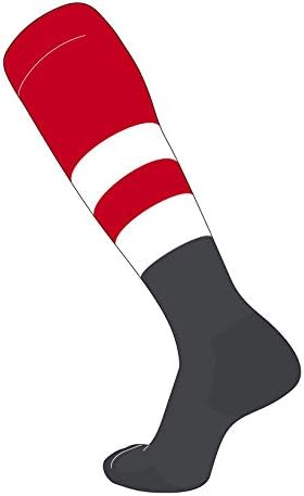 TCK Elite Beyzbol Futbol Diz Yüksek Çizgili Çorap (C) Kırmızı Kırmızı, Beyaz
