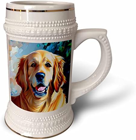 3dRose Sevimli Golden Retriever köpek yüzü. Dijital resim sanatı. - 22oz Steın Kupa (stn-376126-1)