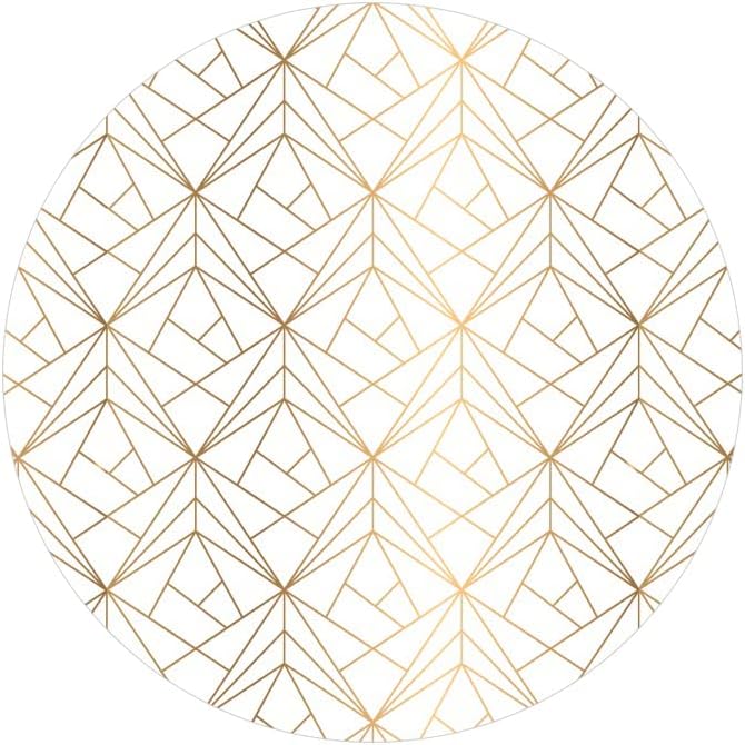 Yeele 6.5x6. 5ft Lüks Geometrik Yuvarlak Zemin Kapak Altın ve Beyaz Soyut Geometrik 3D Süs Modern Stil Fotoğraf Arka