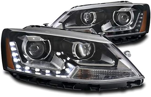 ZMAUTOPARTS LED DRL Projektör Farlar Farlar Siyah ile Uyumlu 2011-2017 Volkswagen Jetta