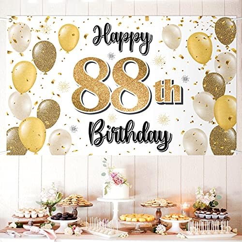 LASKYER Mutlu 88th Doğum Günü Büyük Afiş-Şerefe 88 Yaşında Doğum Günü Ev Duvar Fotoprop Zemin, 88th Doğum Günü Partisi