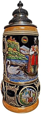 KRAL Alman Birası Stein Lohengrine Giantstein, 1888 yılından kopya 2 litrelik tankard, bira bardağı, Limitet 2001