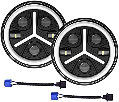 AMUNİESUN Çifti 7 yuvarlak Siyah LED Halo Far İle yüksek düşük ışın Beyaz DRL Amber Dönüş Sinyali JK TJ LJ CJ Mazda